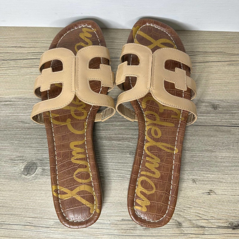 Sam Edelman Bay Sandals slide tan slip on patent classic summer spring shoes 9.5 - Picture 5 of 11
